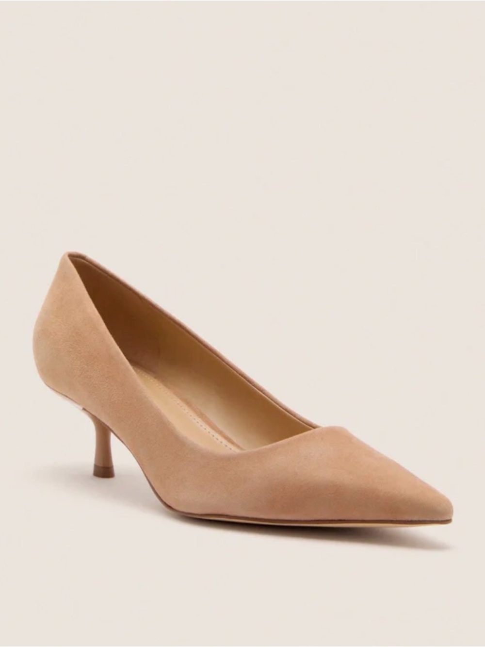 Marc Fisher Pointed Kitten Heel Pump in Beige